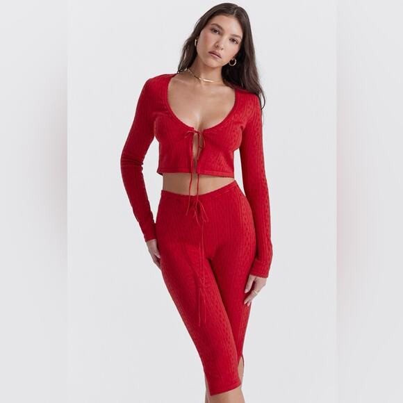 House of CB Abigail Cherry Knit Capri Trousers M - Picture 1 of 9